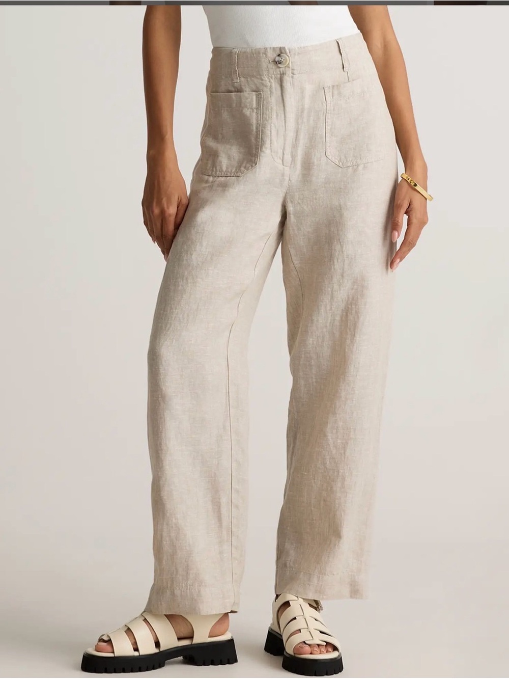 Quince 100% European Linen Patch Pocket Wide Leg Pants
